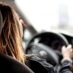 Girl driving a car